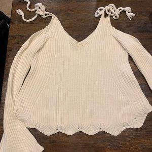 PACSUN LA Hearts off the shoulder tie sweater